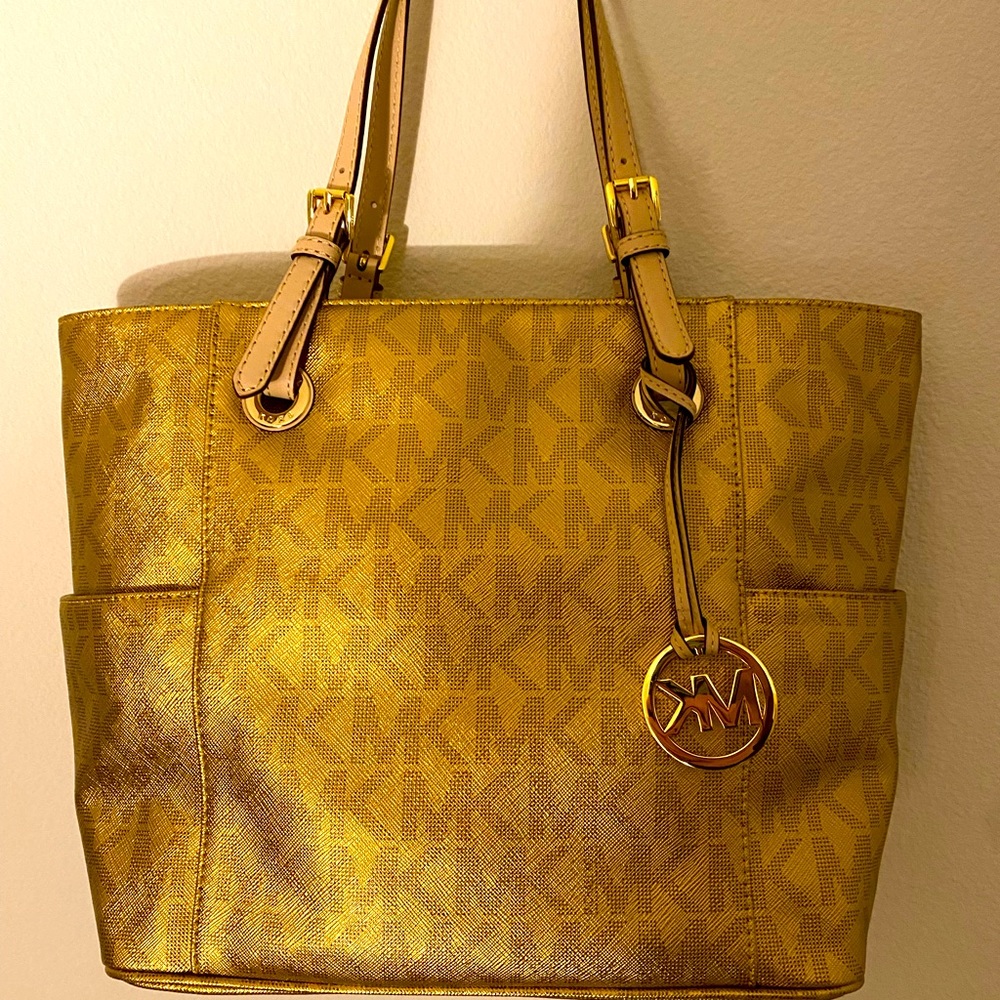 brand new Michael Kors golden tote bag